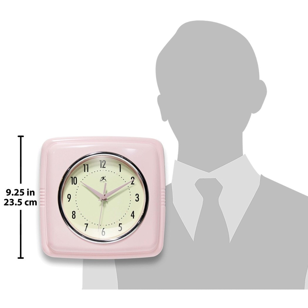 Curata Square Retro Rose Blush Finish Metal Quartz Wall Clock with Silent Movement