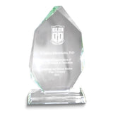 Curata The Peak Faceted Edge Jade Glass Trophy/Award with 5 1/4 X 7 1/4 Imprint Area Satin Lined Gift Box