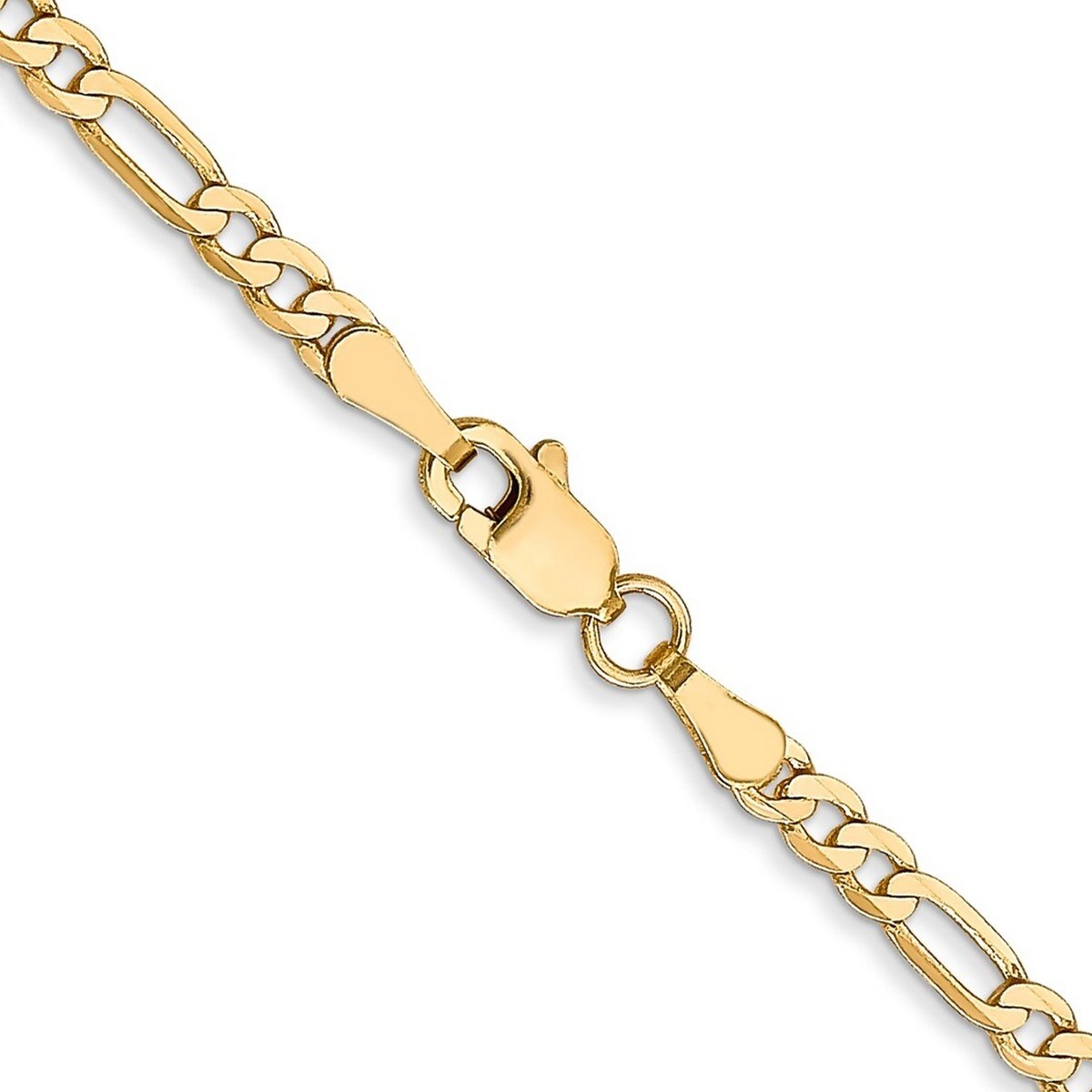 Curata Women's 14k Yellow Gold 2.75mm Flat Figaro Anklet - 10 Inch