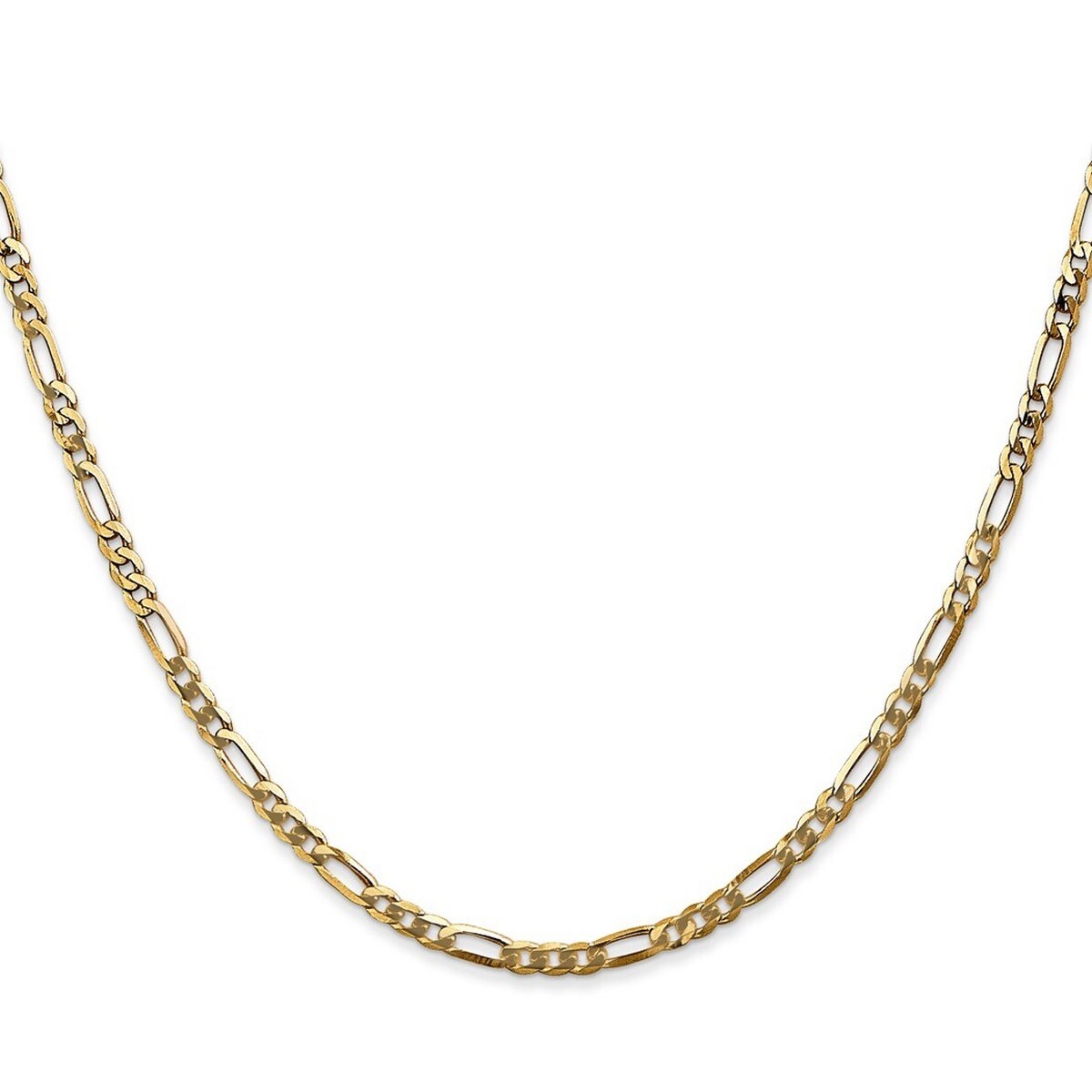 Curata Women's 14k Yellow Gold 2.75mm Flat Figaro Anklet - 10 Inch