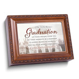 Curata Woodgrain Resin Graduation Music Box: Pomp and Circumstance
