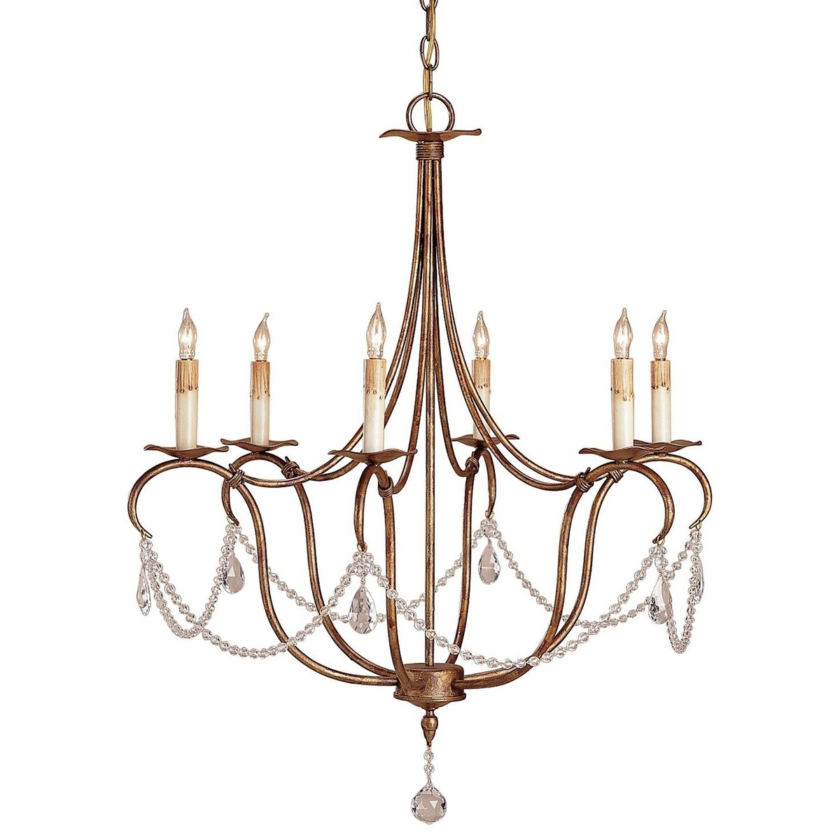 Currey & Company Crystal Lights Gold Small Chandelier - 33"h x 27"dia