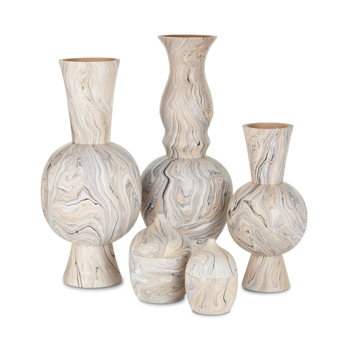 Currey & Company Gray Marbleized Tall Vase