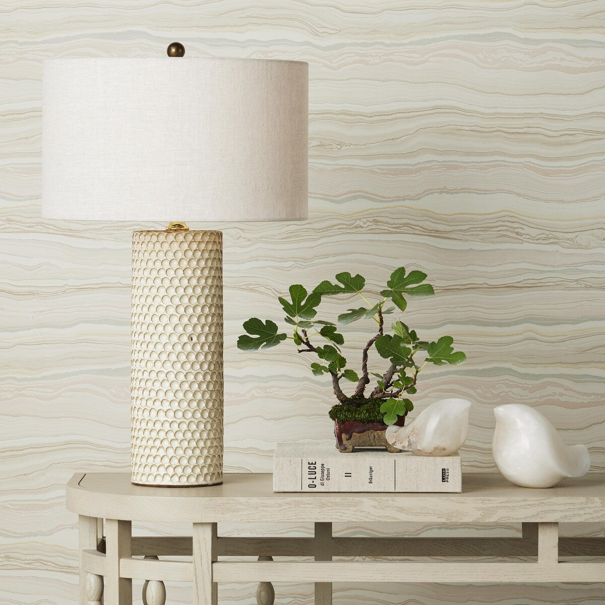 Currey & Company Polka Dot Ivory Table Lamp - 28.25"h x 17"dia