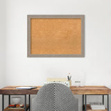 Curve Greywash Wood Framed Natural Corkboard Bulletin Board