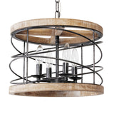 CurveCurio Modern Farmhouse Wood Lighting Drum Glam Wood Chandelier