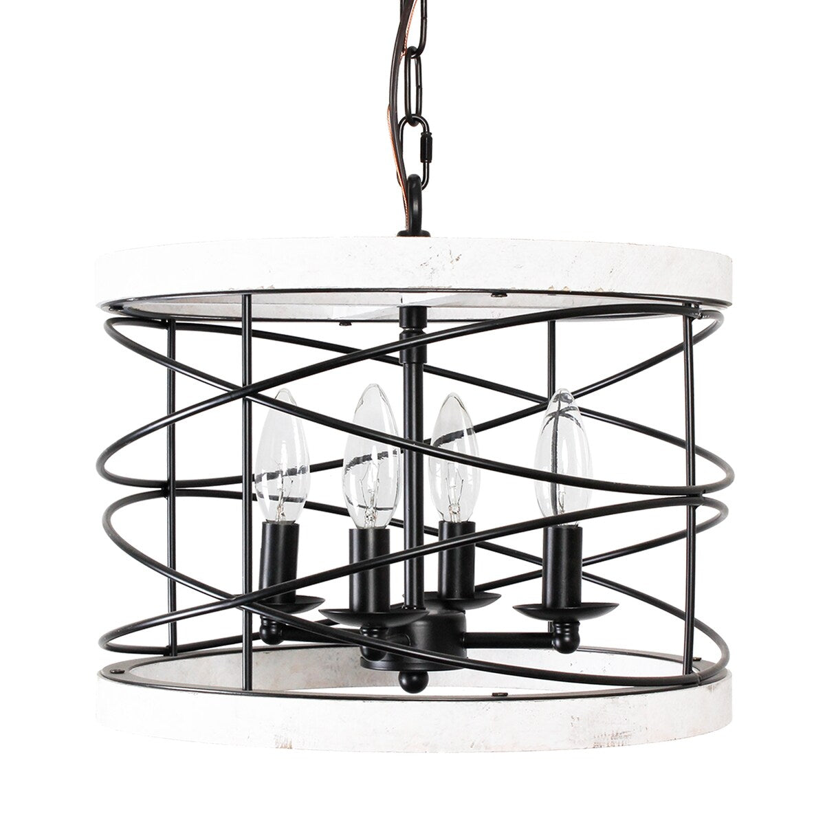 CurveCurio Modern Farmhouse Wood Lighting Drum Glam Wood Chandelier