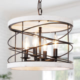 CurveCurio Modern Farmhouse Wood Lighting Drum Glam Wood Chandelier