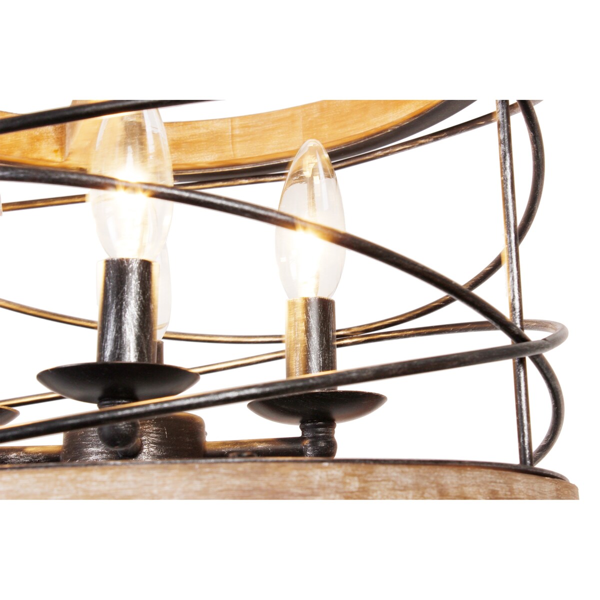CurveCurio Modern Farmhouse Wood Lighting Drum Glam Wood Chandelier
