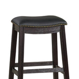 Curved Leatherette Bar Stool with Nailhead Trim, Set of 2 - 29 H x 13.8 W x 18 L Inches