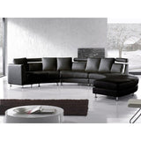 Curved Sectional Sofa Black Leather ROTUNDE