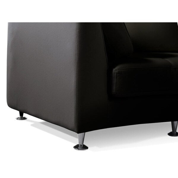 Curved Sectional Sofa Black Leather ROTUNDE