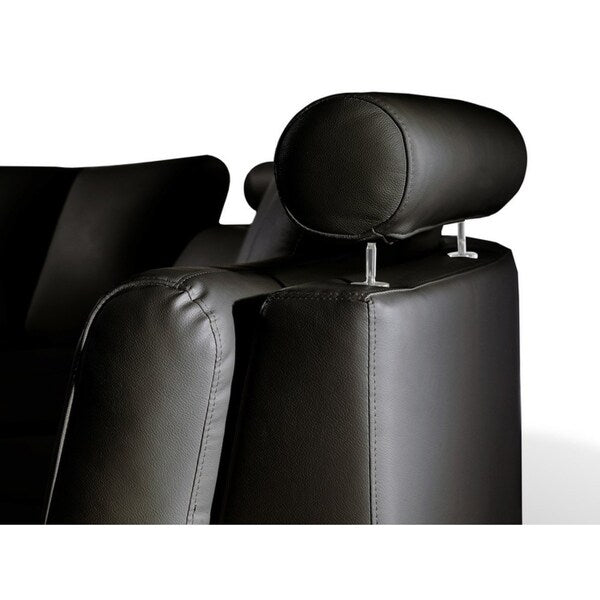 Curved Sectional Sofa Black Leather ROTUNDE