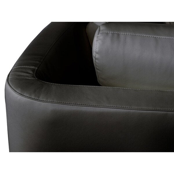 Curved Sectional Sofa Black Leather ROTUNDE