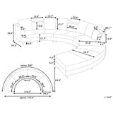 Curved Sectional Sofa Black Leather ROTUNDE