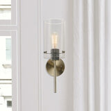 Porch & Den Winema Antique Brass Finish/ Clear Glass Shade 1-light Wall Sconce