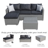 3-piece Outdoor Sectional Furniture All-weather Wicker Patio Conversation sets, Beige