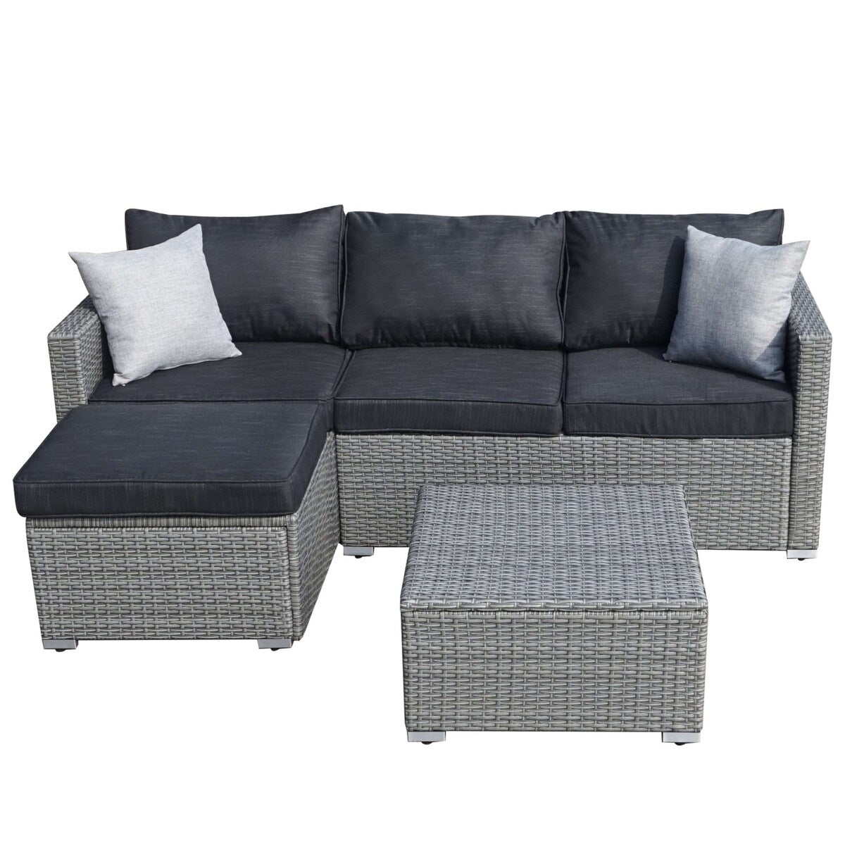 3-piece Outdoor Sectional Furniture All-weather Wicker Patio Conversation sets, Beige
