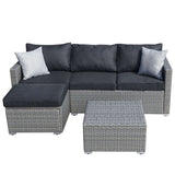 3-piece Outdoor Sectional Furniture All-weather Wicker Patio Conversation sets, Beige
