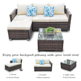 3-piece Outdoor Sectional Furniture All-weather Wicker Patio Conversation sets, Beige
