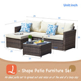 3-piece Outdoor Sectional Furniture All-weather Wicker Patio Conversation sets, Beige