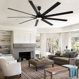 Cusp Barn 84'' Super Large Black Reversible 6 Speed Ceiling Fan with Light and Remote Control in Any Indoor or Outdoor Area