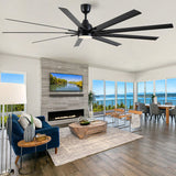 Cusp Barn 84'' Super Large Black Reversible 6 Speed Ceiling Fan with Light and Remote Control in Any Indoor or Outdoor Area