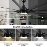 Cusp Barn 84'' Super Large Black Reversible 6 Speed Ceiling Fan with Light and Remote Control in Any Indoor or Outdoor Area