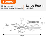 Cusp Barn 84'' Super Large Black Reversible 6 Speed Ceiling Fan with Light and Remote Control in Any Indoor or Outdoor Area