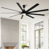 Cusp Barn 84'' Super Large Black Reversible 6 Speed Ceiling Fan with Light and Remote Control in Any Indoor or Outdoor Area