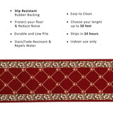 Custom Size Fleur De Lis 26 Inch Wide Non-Slip Stair Runner Rug