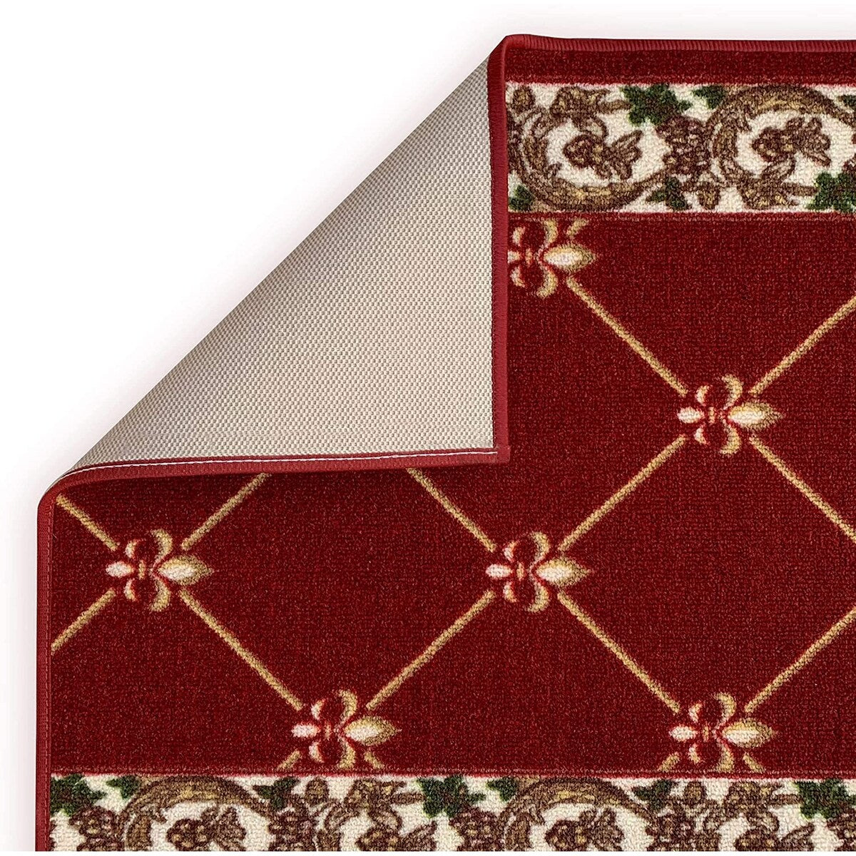 Custom Size Fleur De Lis 26 Inch Wide Non-Slip Stair Runner Rug