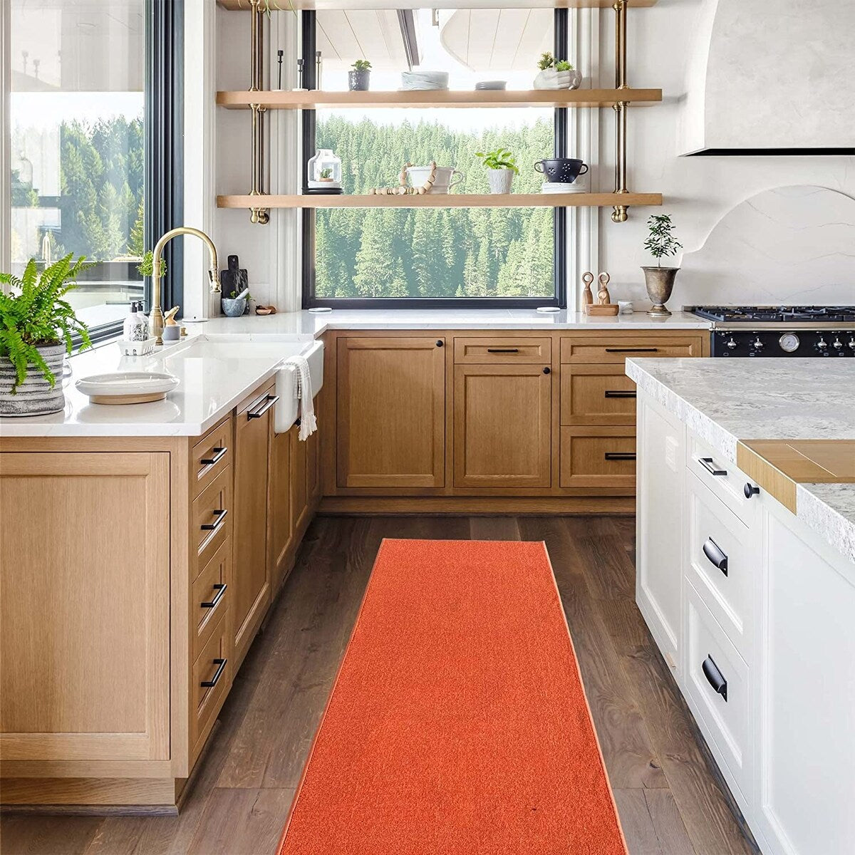 Custom Size Solid Design 26 Inch Wide Non-Slip Stair Runner Rug