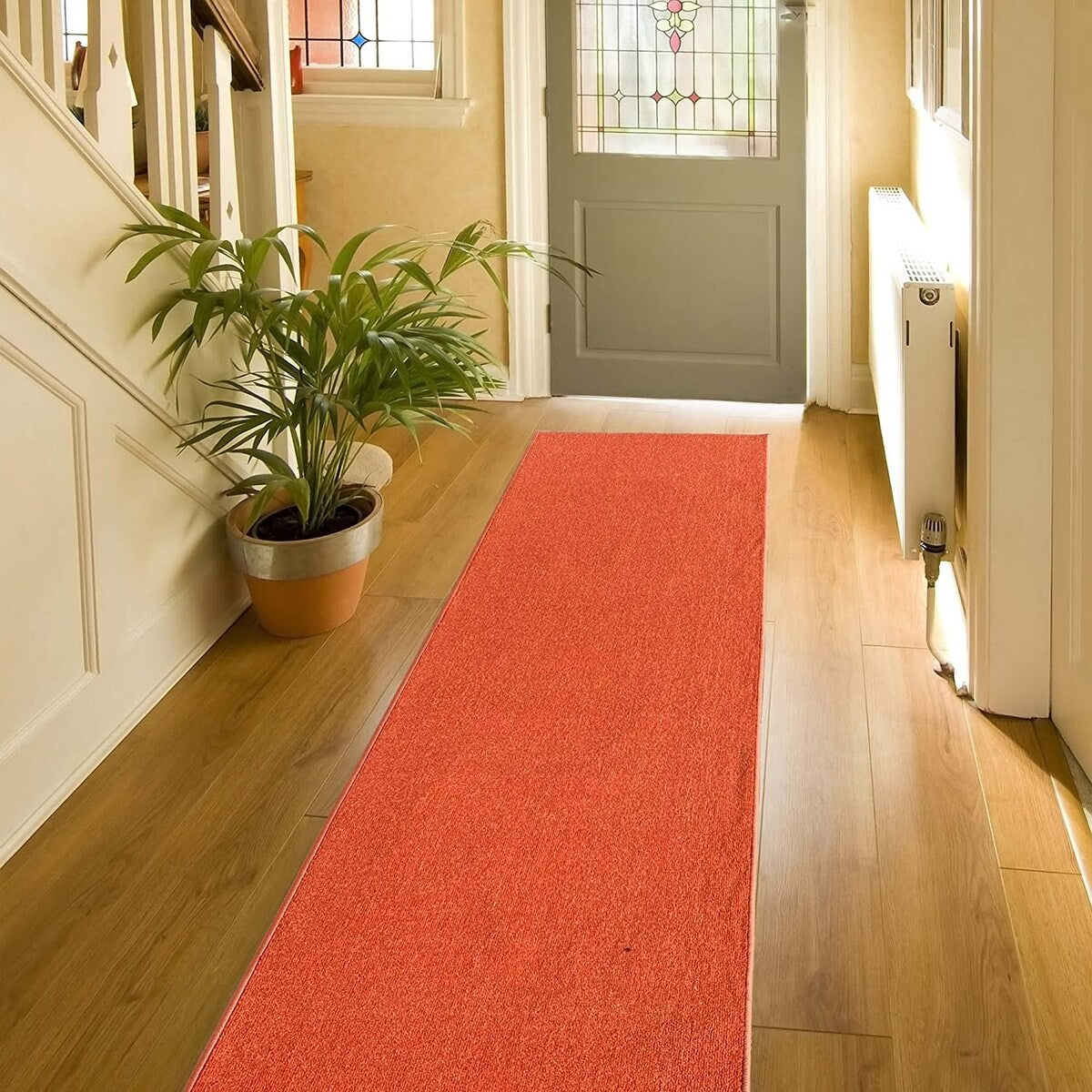 Custom Size Solid Design 26 Inch Wide Non-Slip Stair Runner Rug