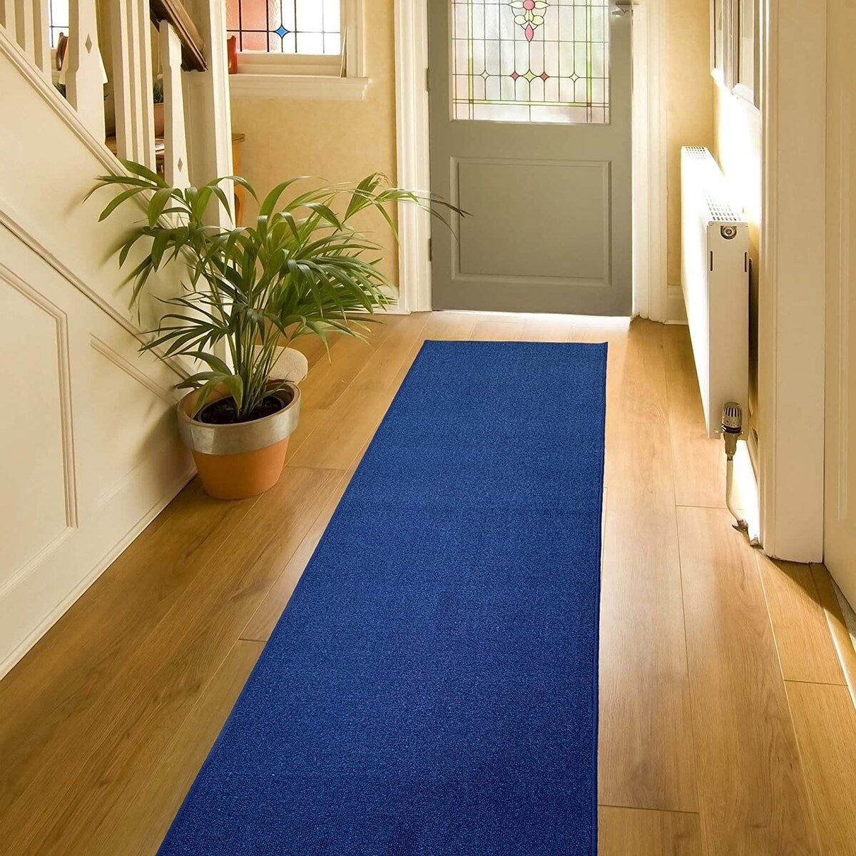 Custom Size Solid Design 26 Inch Wide Non-Slip Stair Runner Rug