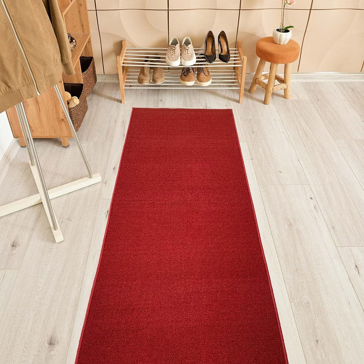 Custom Size Solid Design 26 Inch Wide Non-Slip Stair Runner Rug