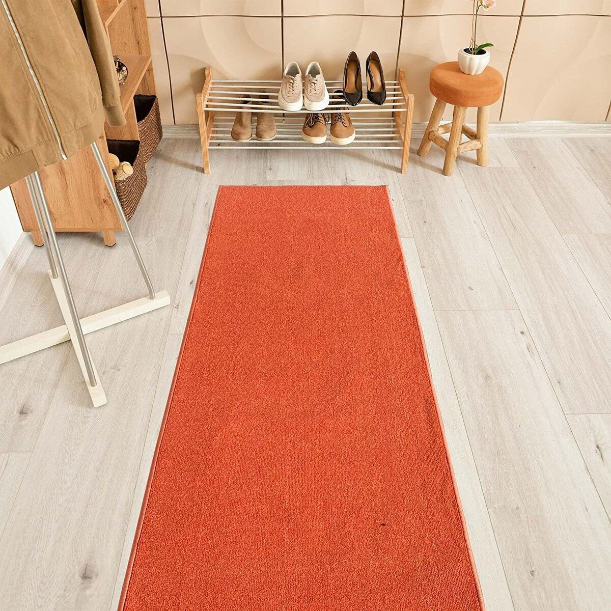 Custom Size Solid Design 26 Inch Wide Non-Slip Stair Runner Rug
