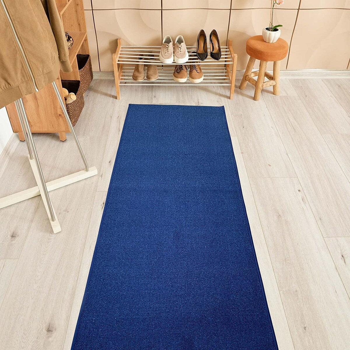 Custom Size Solid Design 26 Inch Wide Non-Slip Stair Runner Rug