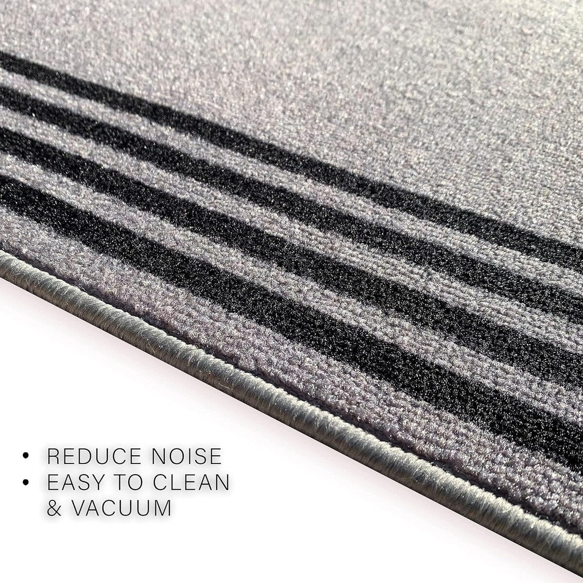 Custom Size Stripes Border Design Black&Gray Color Non-Slip Rubber Backing- 31 Inch WidexYour Choice of Length Runner Rug