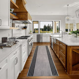 Custom Size Stripes Border Design Black&Gray Color Non-Slip Rubber Backing- 31 Inch WidexYour Choice of Length Runner Rug