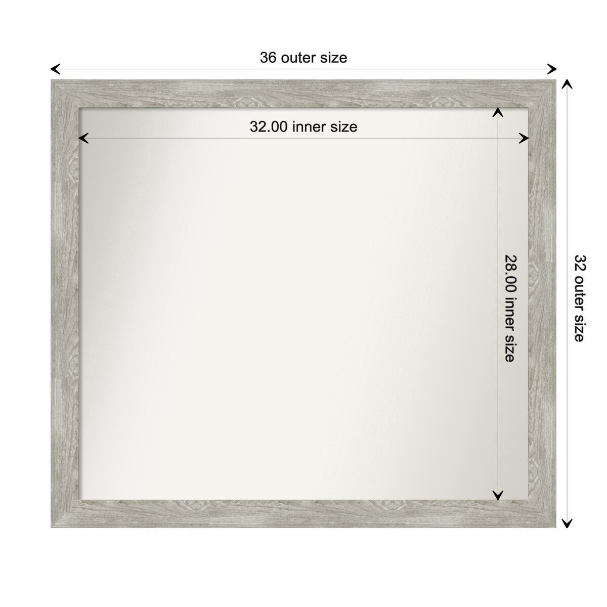 Custom Wall Mirror, 32-in side, Dove Greywash Narrow Framed Wall Mirror - Dove Greywash Narrow