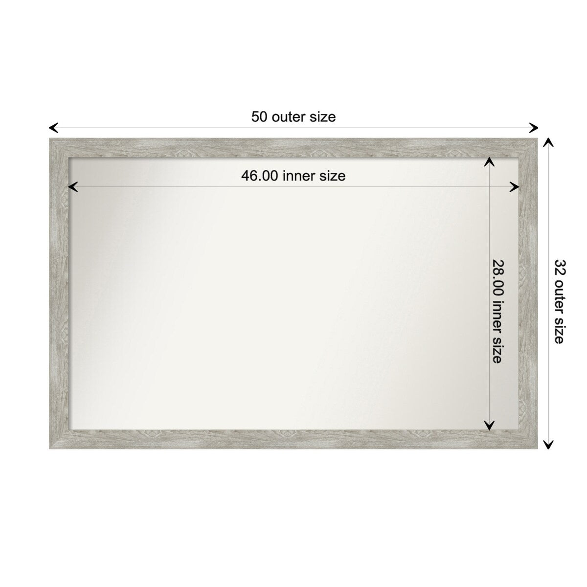 Custom Wall Mirror, 32-in side, Dove Greywash Narrow Framed Wall Mirror - Dove Greywash Narrow