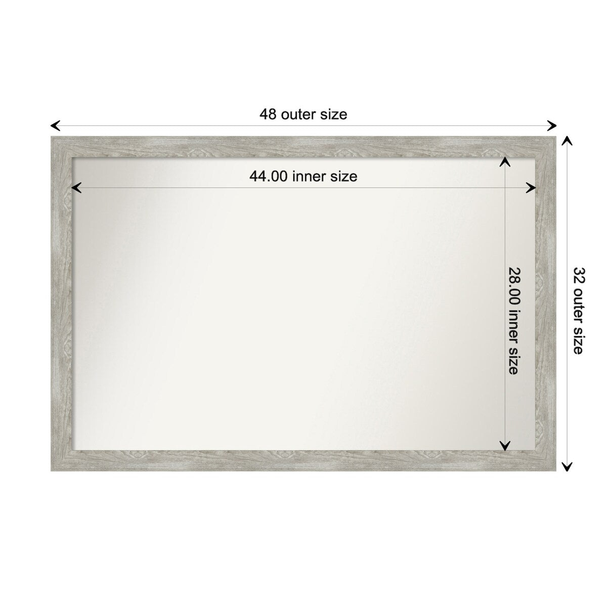 Custom Wall Mirror, 32-in side, Dove Greywash Narrow Framed Wall Mirror - Dove Greywash Narrow