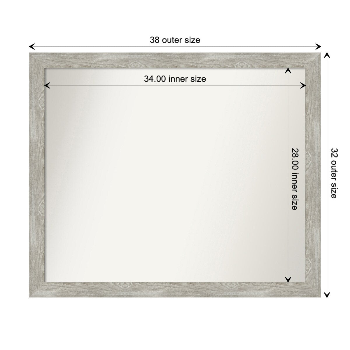 Custom Wall Mirror, 32-in side, Dove Greywash Narrow Framed Wall Mirror - Dove Greywash Narrow
