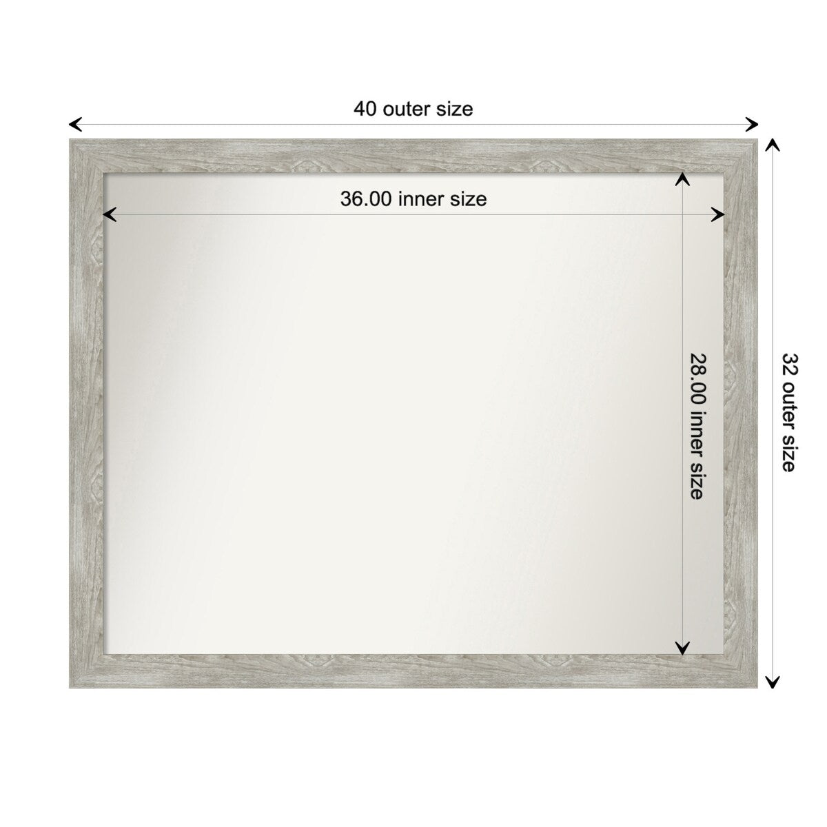 Custom Wall Mirror, 32-in side, Dove Greywash Narrow Framed Wall Mirror - Dove Greywash Narrow