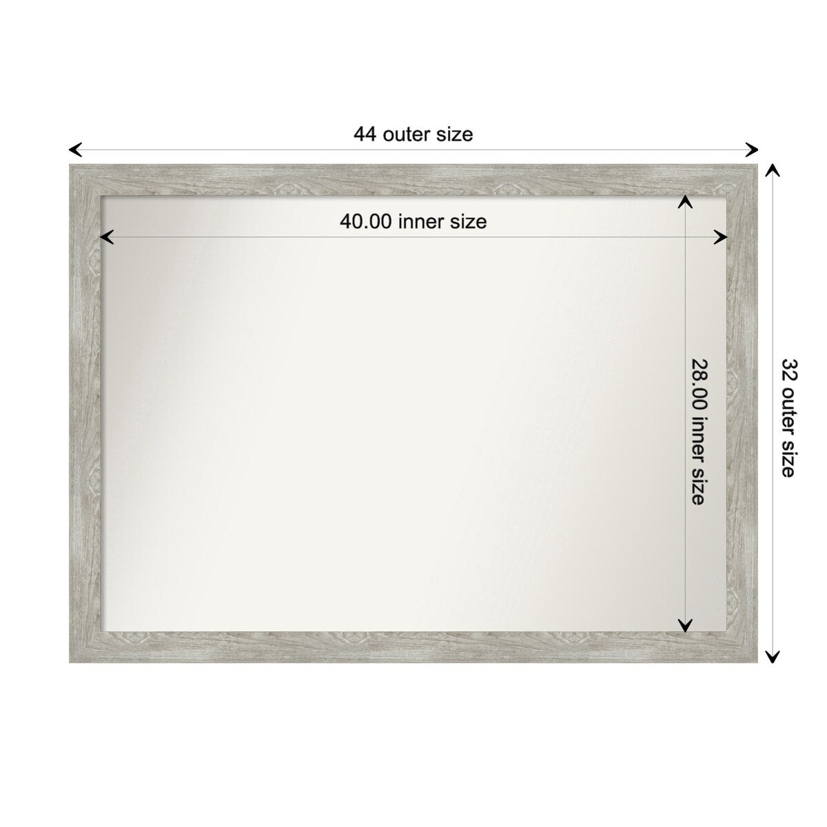 Custom Wall Mirror, 32-in side, Dove Greywash Narrow Framed Wall Mirror - Dove Greywash Narrow