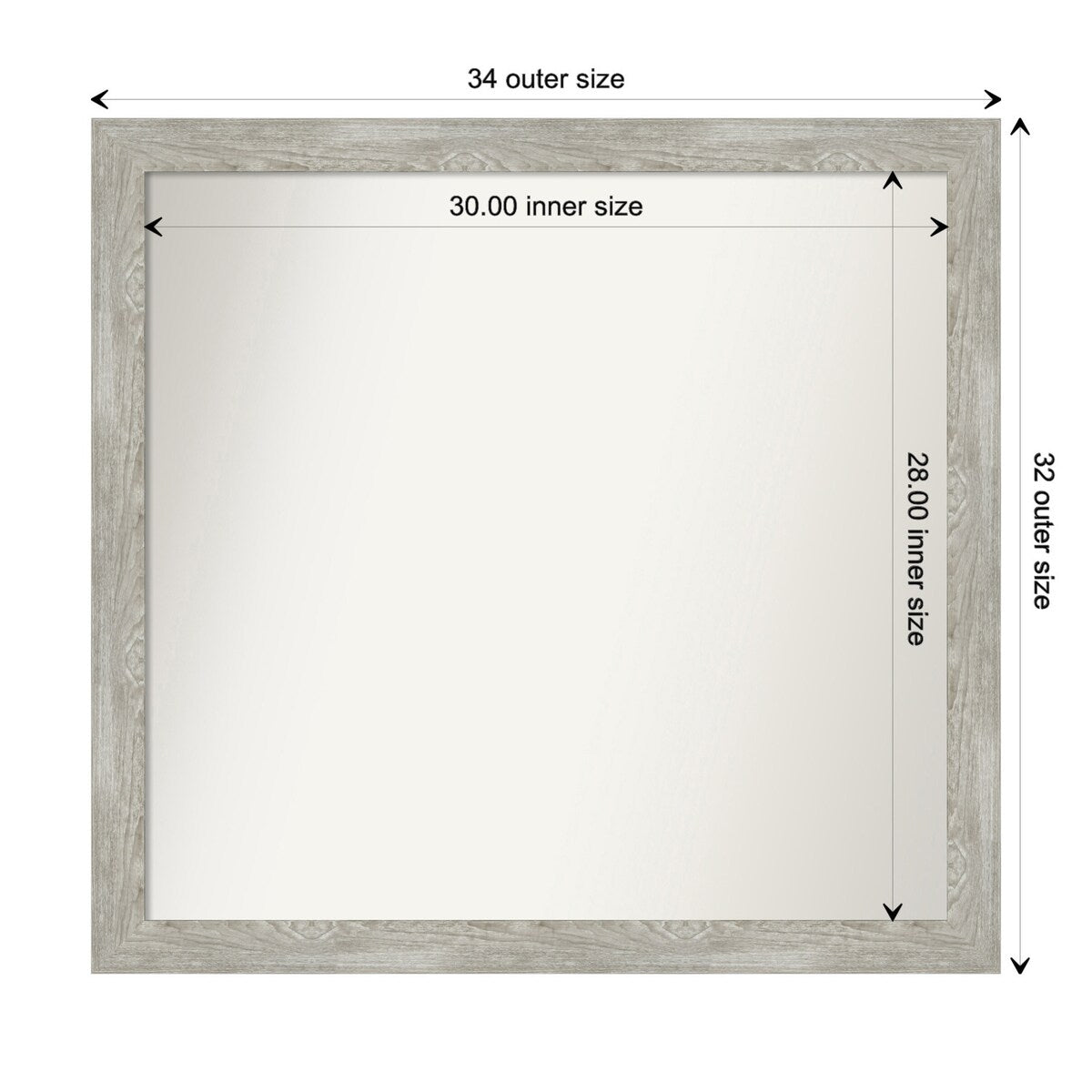 Custom Wall Mirror, 32-in side, Dove Greywash Narrow Framed Wall Mirror - Dove Greywash Narrow