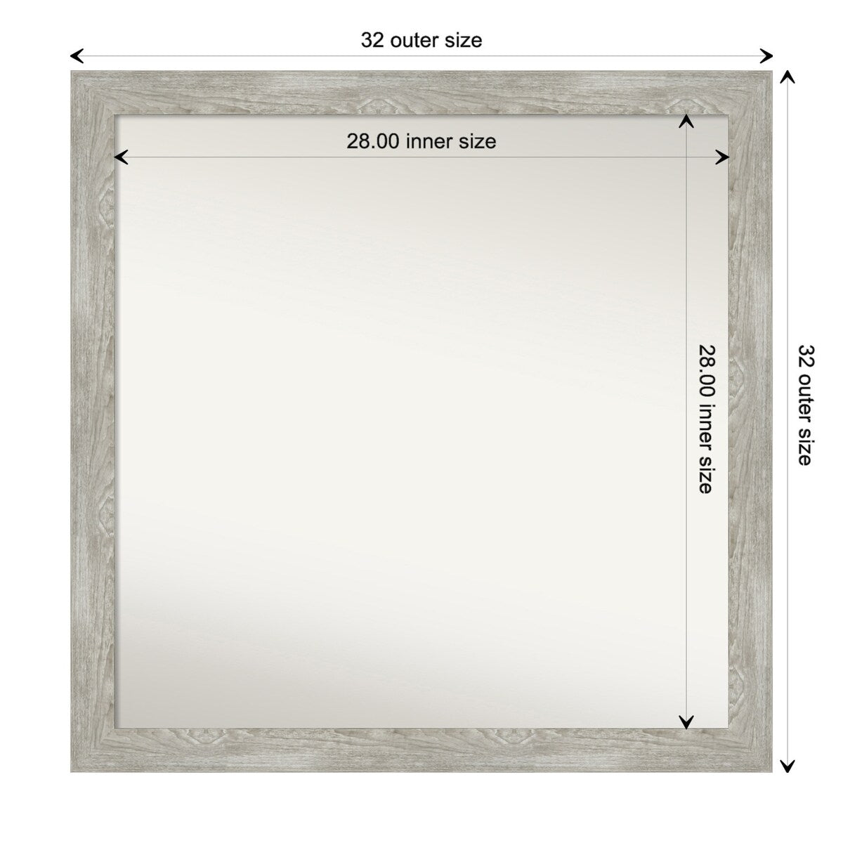 Custom Wall Mirror, 32-in side, Dove Greywash Narrow Framed Wall Mirror - Dove Greywash Narrow