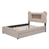 Cute Design Full Size Upholstered Storage Platform Bed with 2 Drawers