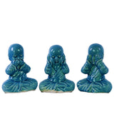 Cute Infant Monks No Evil Figurines - Assortment Of 3 - Blue